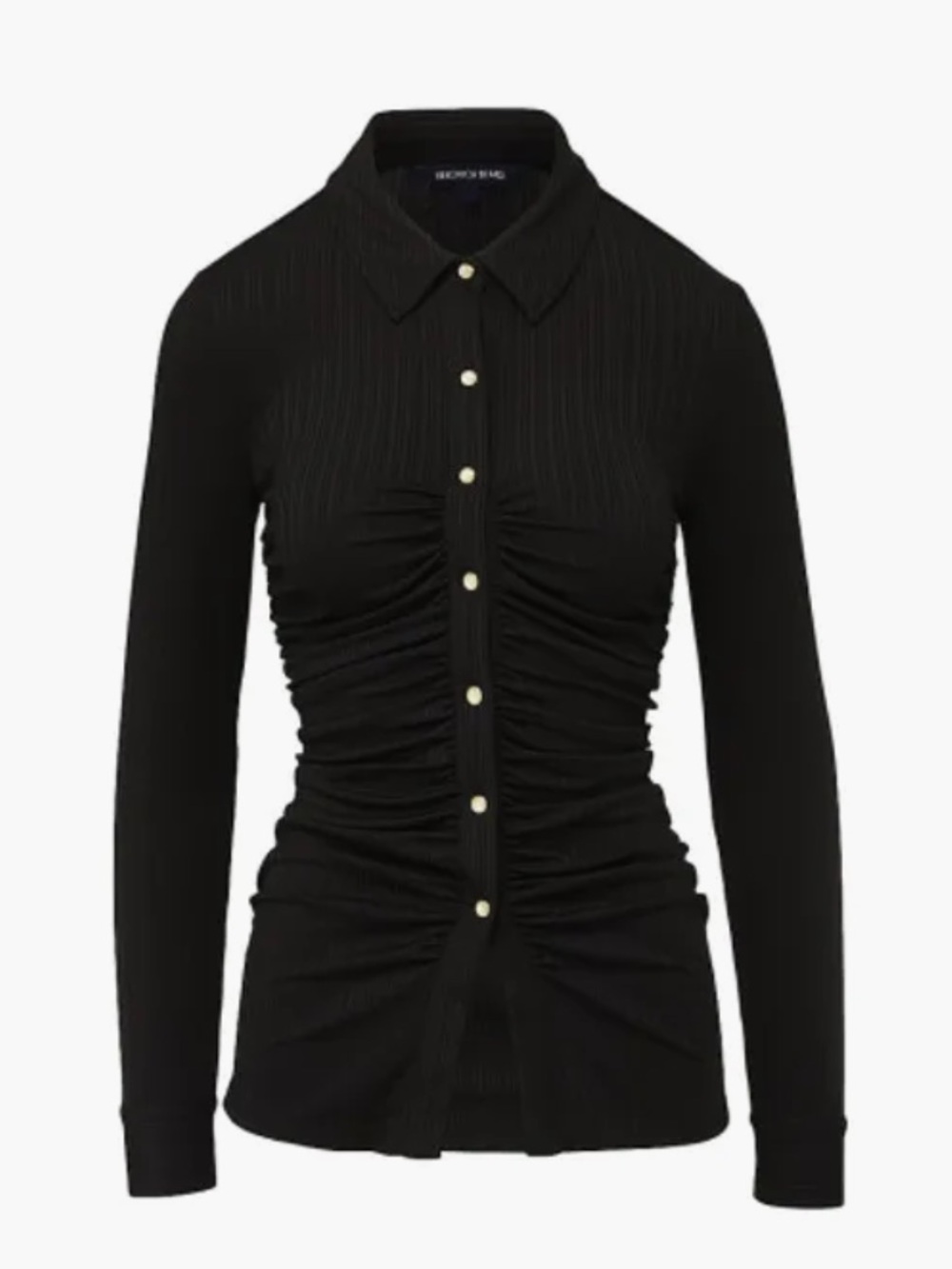 Veronica Beard Koka Black Ruched Button-Front Long Sleeve Shirt, size XS